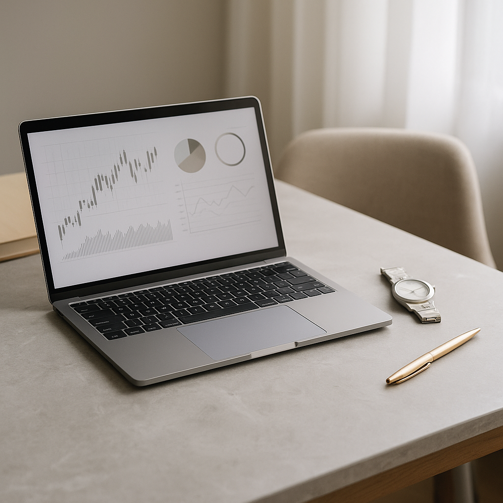 laptop con métricas en su pantalla